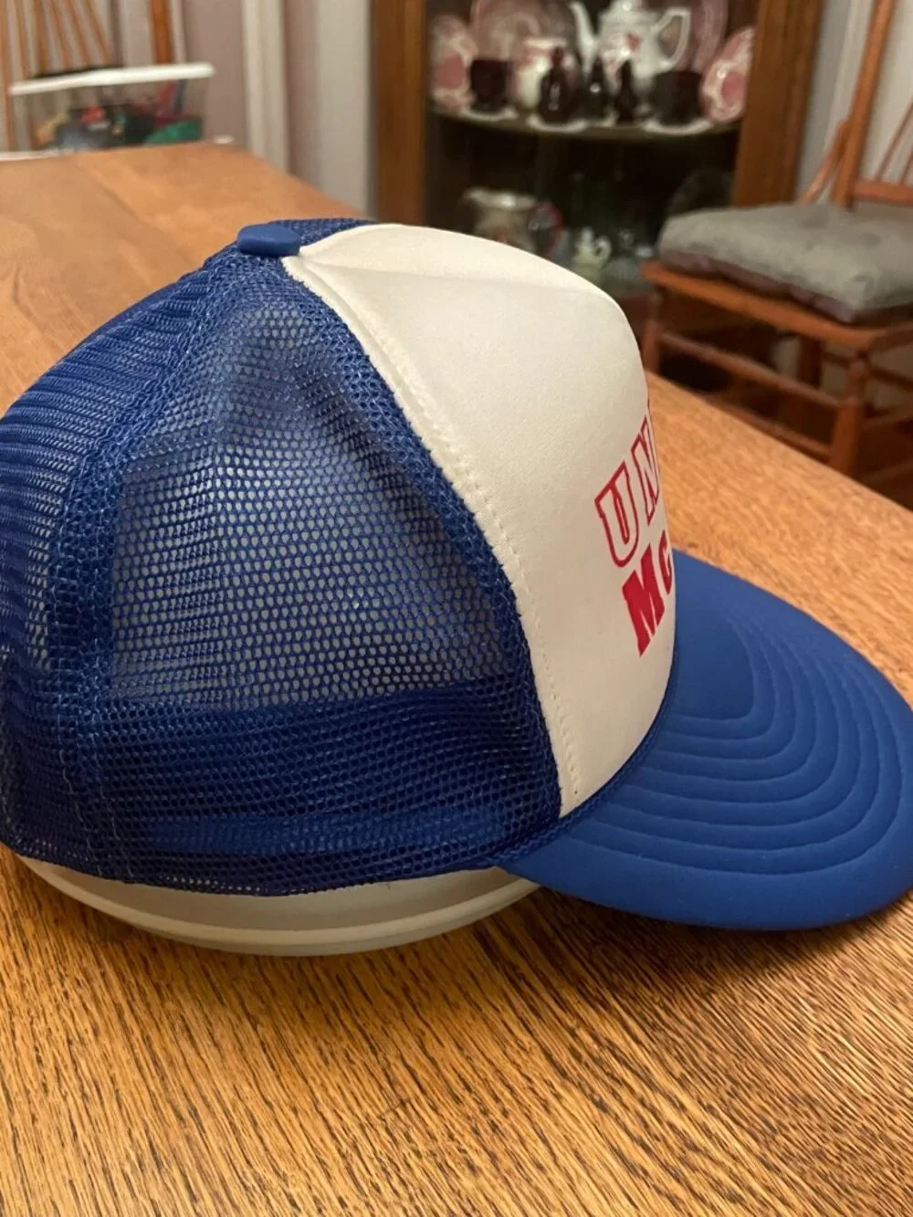 United McGill Blue and White Snapback Trucker Hat Cap by Nissin
